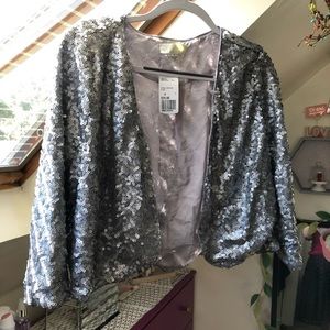 Silver sparkle cropped shrug NWT